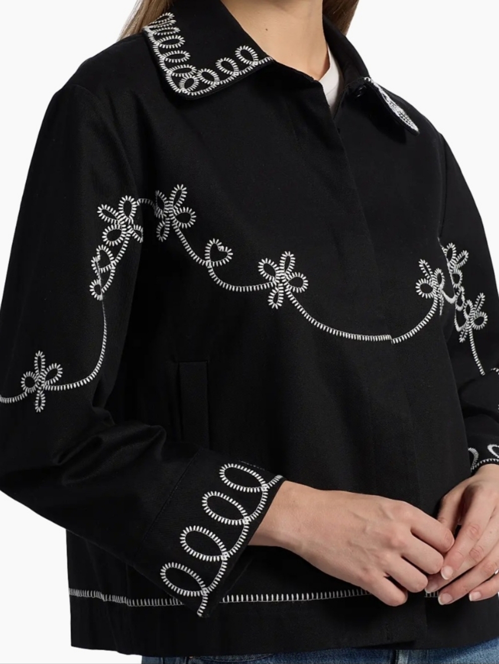 Rails Black Jacket with White Loop Embroidery
